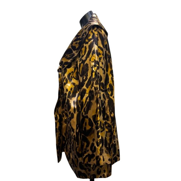 NWT St. John Leopard Print Silk Jacket Brown 10 - Picture 4 of 8